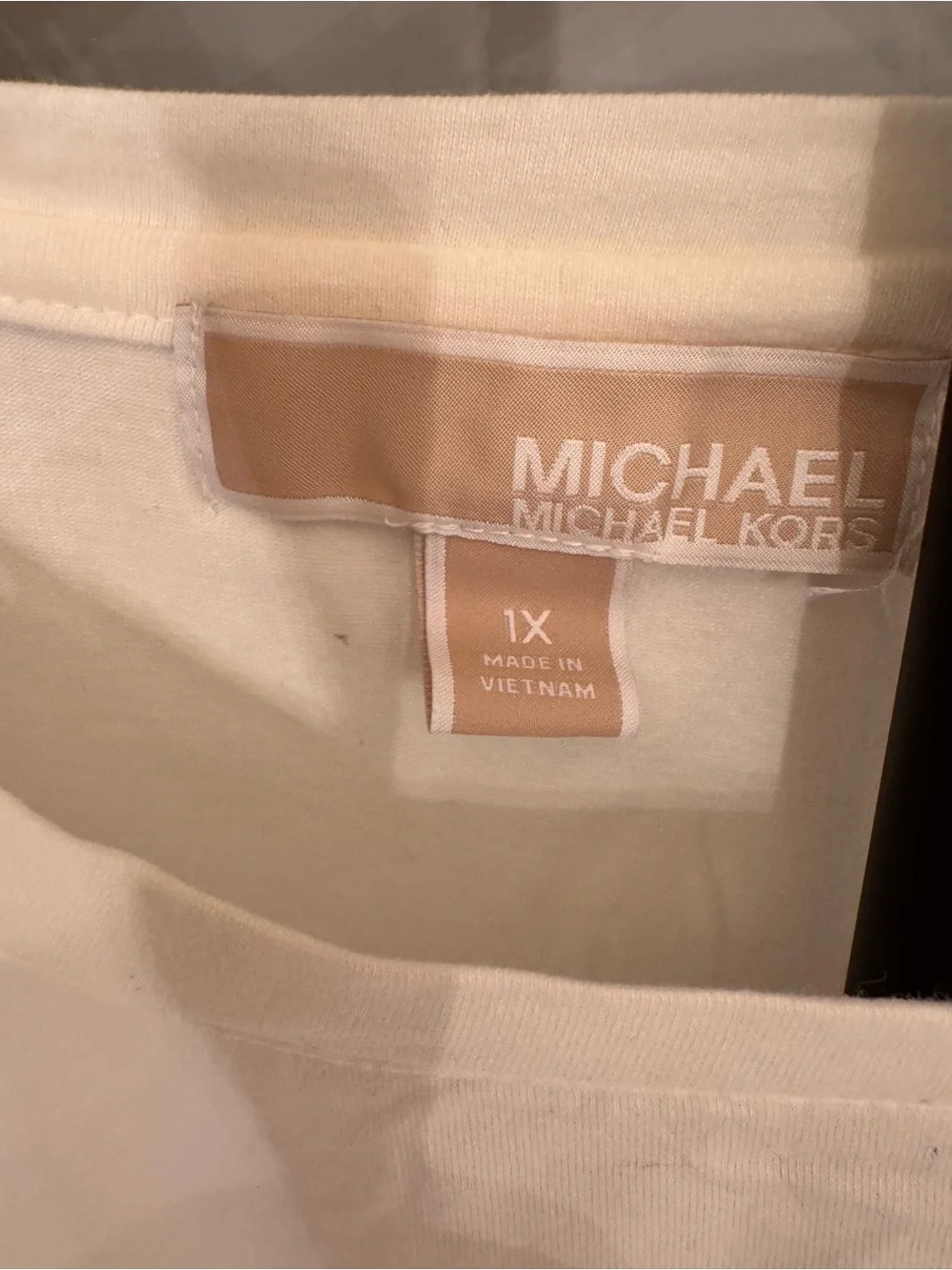 Michael Kors White Short Sleeve Tee with Gold MK Emblem